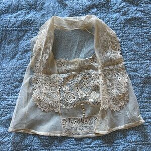 Elegant Lace Overlay Vest Handmade Vintage